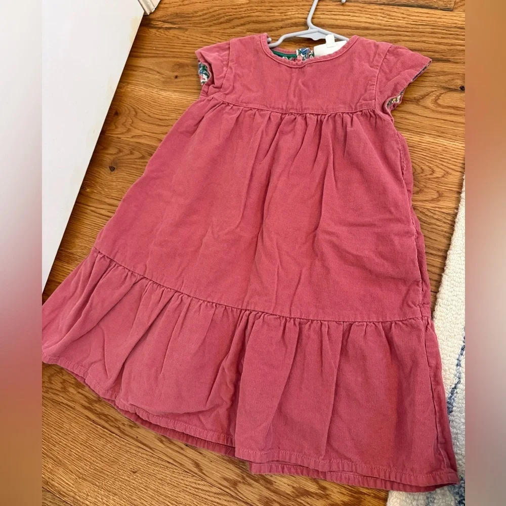 Mini Boden Dusty Rose Corduroy Dress with a floral cotton lining 5-6 Years